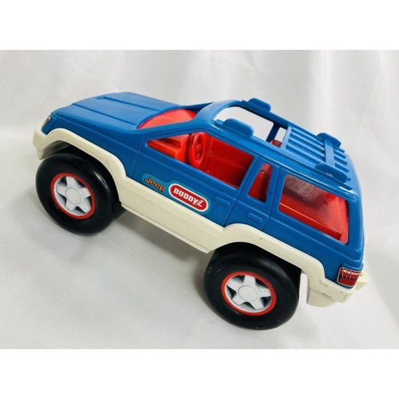 Rare Vintage 1994 Buddy L Jeep Wrangler Push Along Toy Truck Car Red White Blue - Picture 3 of 10